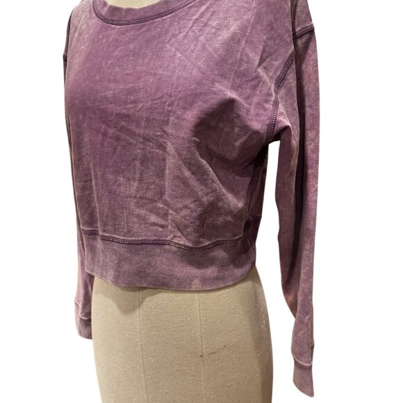 Brooklyn’s Double Zero Women’s M Purple Acid Wash Long Sleeve Crop Top - Picture 3 of 4